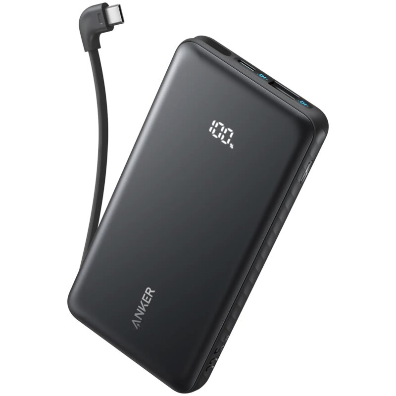 Anker Zolo (A110DH11) 10000 mAh 22.5W Wbudowany kabel USB-C Czarny