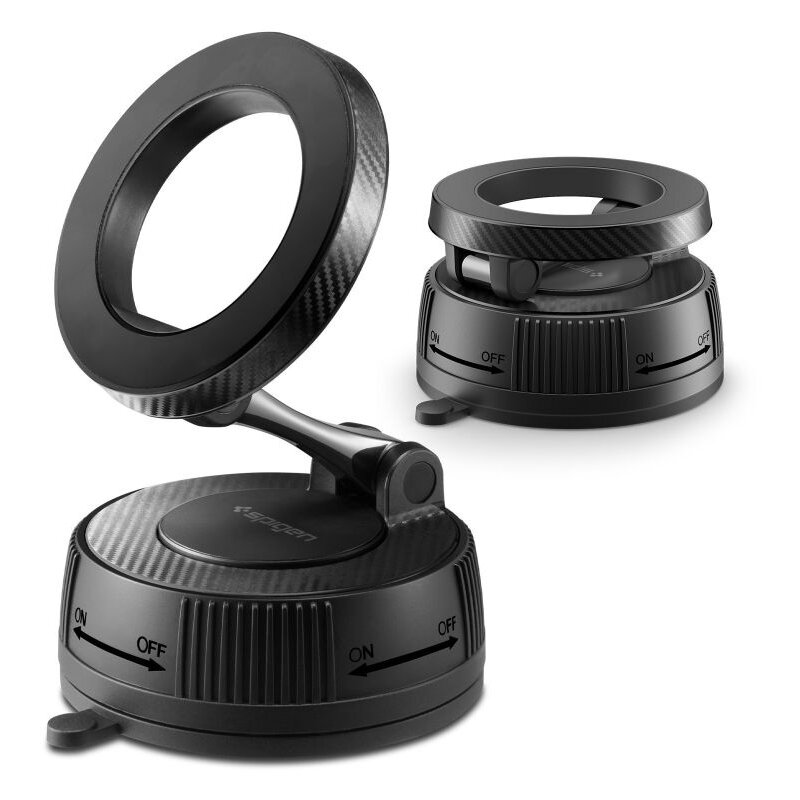 Uchwyt na telefon i smartfon SPIGEN MFT36 VacuumLock MagSafe Czarny uchwyt samochodowy na szybę i deskę rozdzielczą