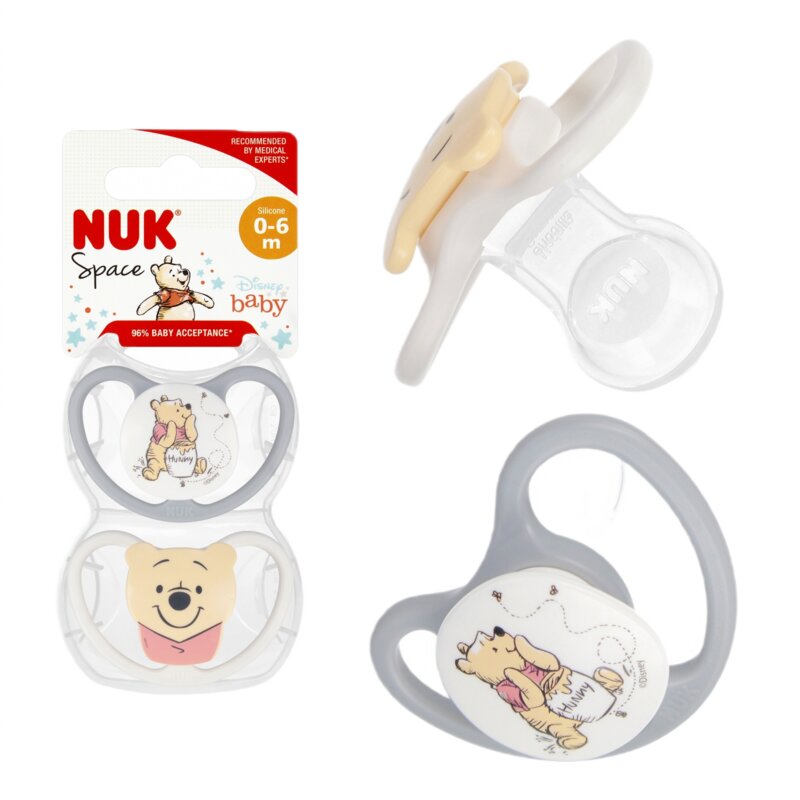 Smoczek NUK Space Disney Kubuś Puchatek 0-6 m (2 sztuki)