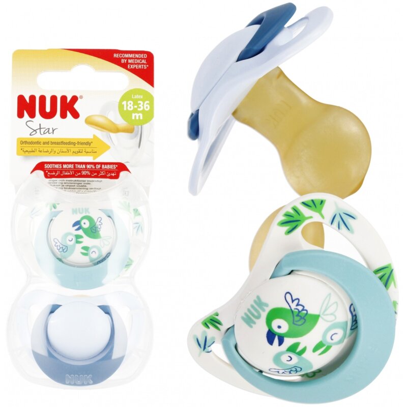 Smoczek NUK Star 10737046 18-36 m Niebieski (2 sztuki)