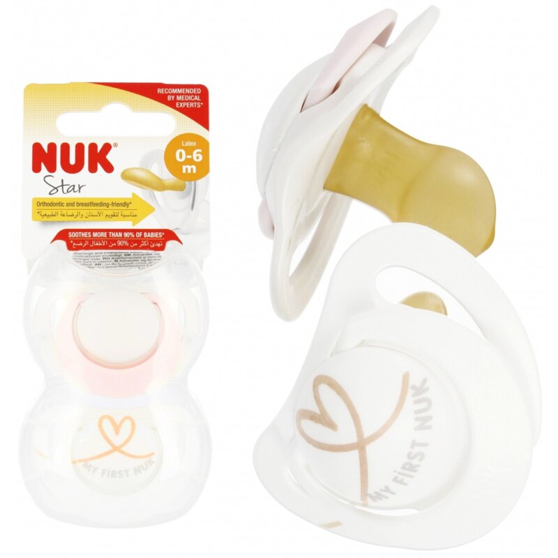 Smoczek NUK Star 10726070 0-6 m Różowy (2 sztuki)