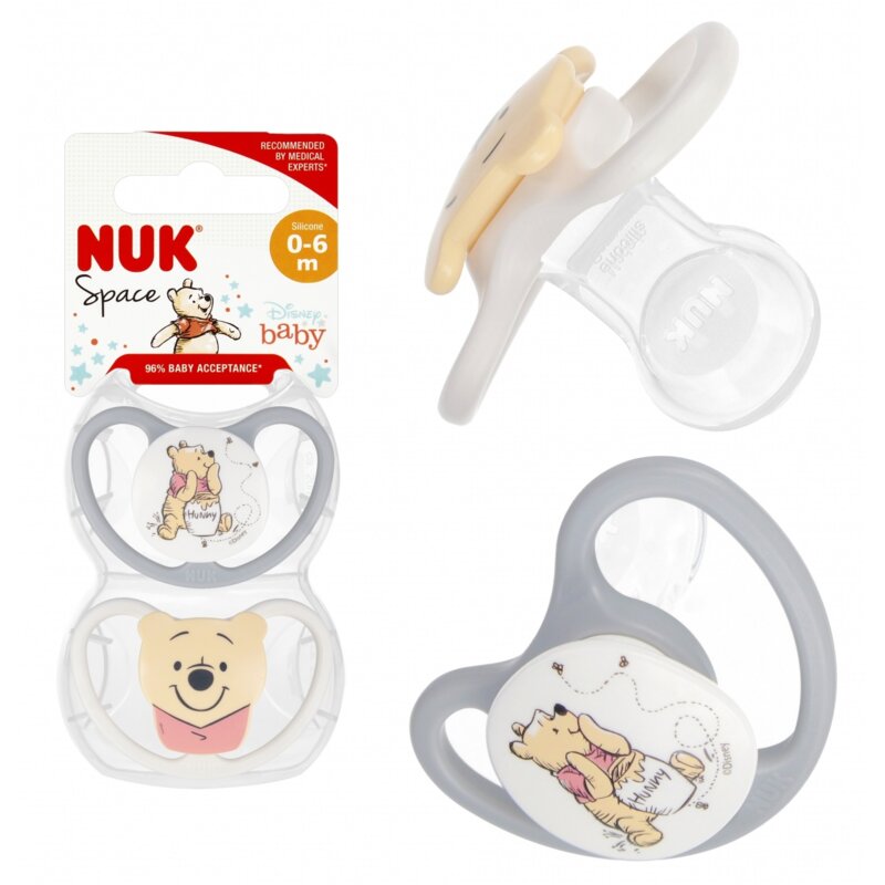 Smoczek NUK Space Disney Kubuś Puchatek 10730907 0-6 m (2 sztuki)