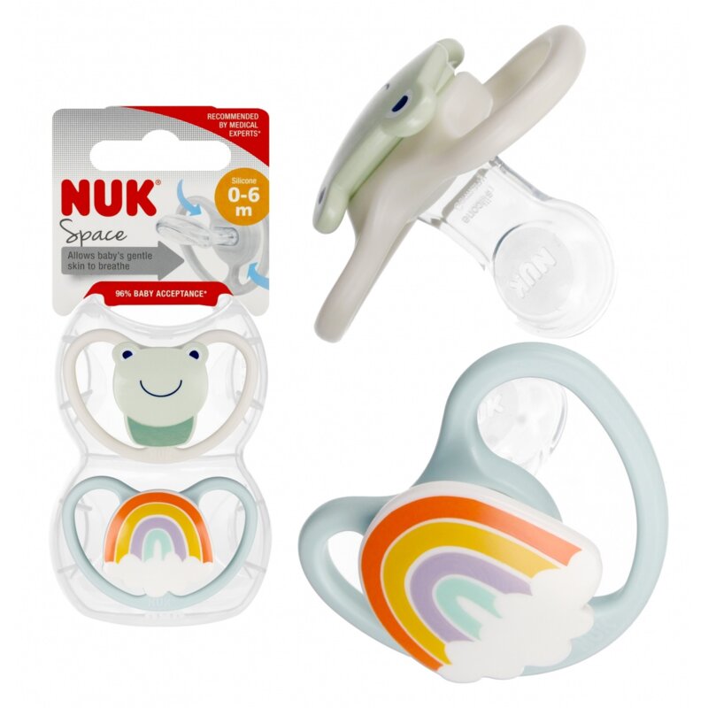 Smoczek NUK Space Forg 10730898 0-6 m Wielokolorowy (2 sztuki)