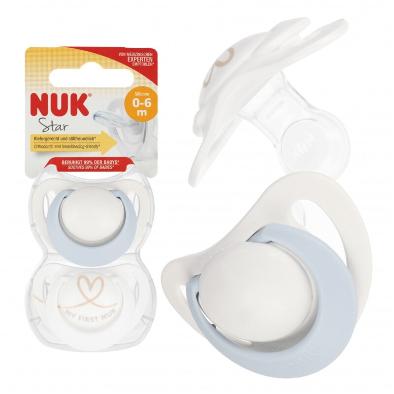 Smoczek NUK Star 10175285 0-6 m Niebieski (2 sztuki)