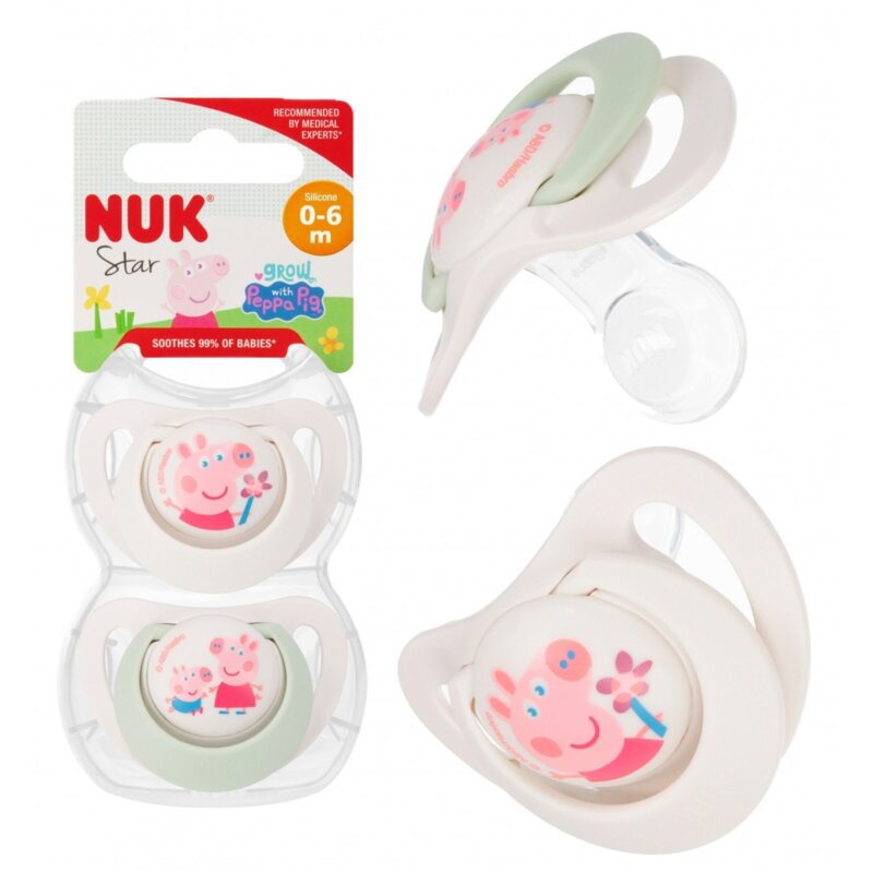 Smoczek NUK Star Świnka Peppa 10175333 0-6 m Wielokolorowy (2 sztuki)