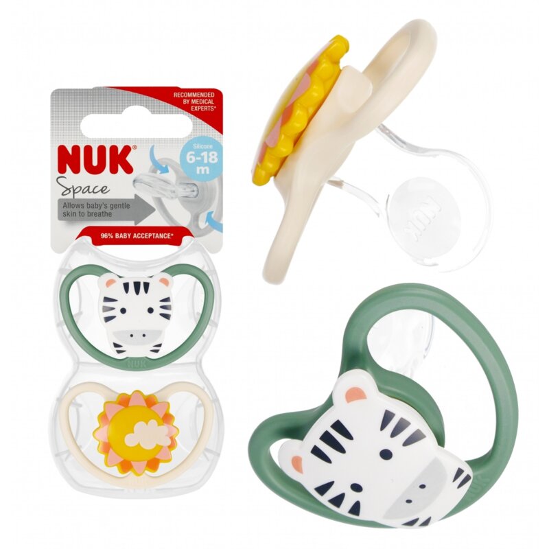 Smoczek NUK Space 10736366 6-18 m Wielokolorowy (2 sztuki)