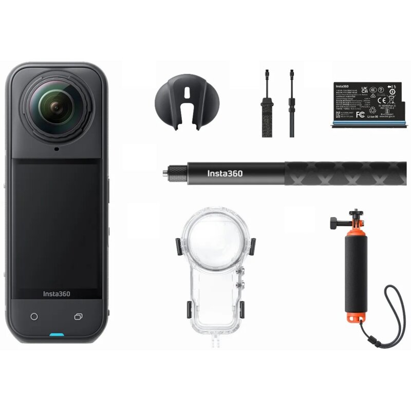 Kamera sferyczna INSTA360 X5 Invisible Dive Bundle z akcesoriami, filmy 360° w rozdzielczości 8K/30 FPS, matryca 1/1.28"