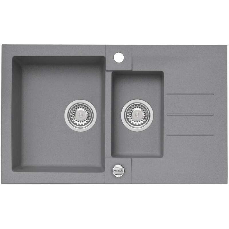 Zlewozmywak półtorakomorowy z ociekaczem ALVEUS Rock 70 1217081 Beton 48x78