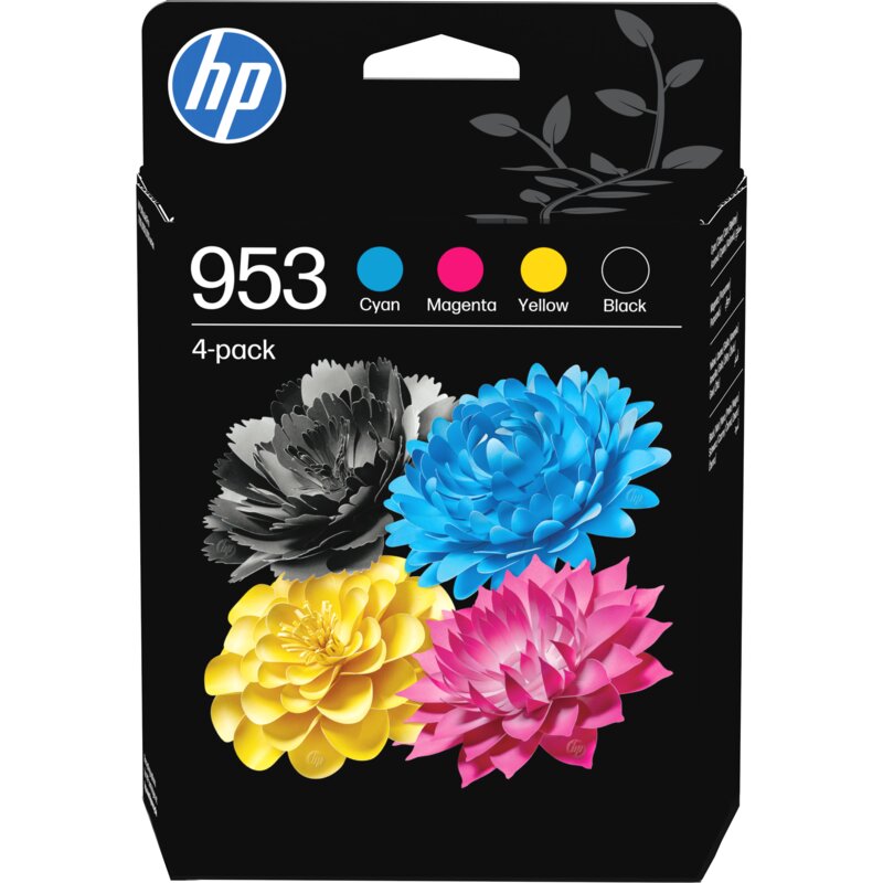 Zestaw tuszów HP 953 Czarny 20 ml, Błękitny 9 ml, Purpurowy 9 ml, Żółty 9 ml 6ZC69AE#LS1