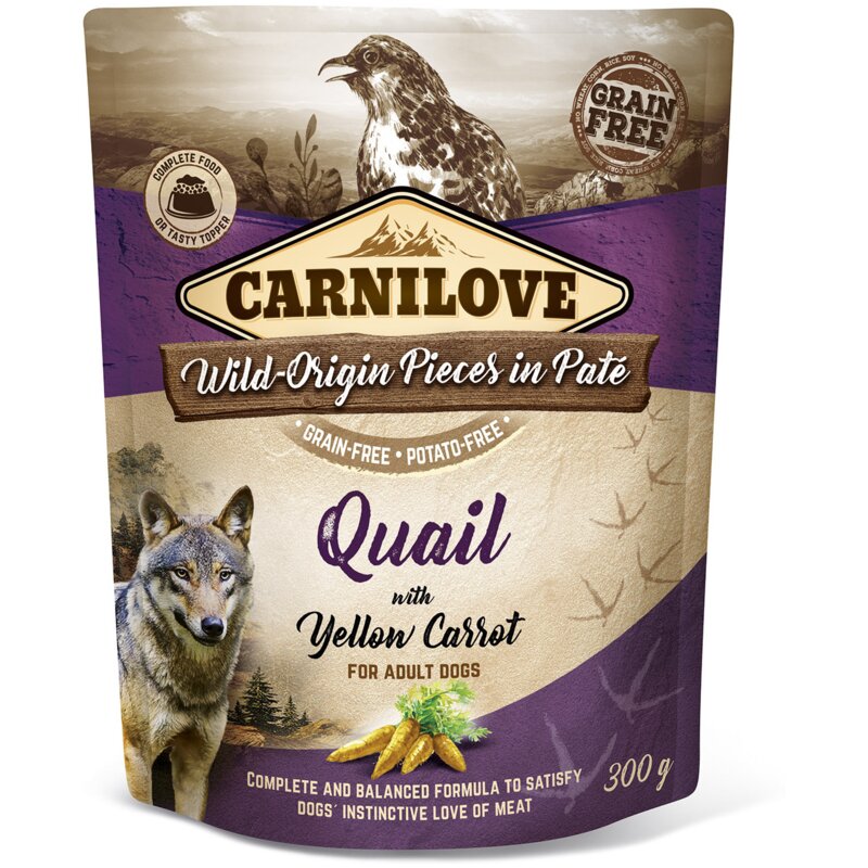 Carnilove mokra karma dla psa adult Przepiórka żółta Marchewka 300g