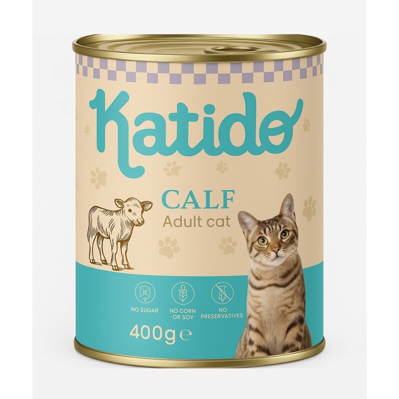 Katido Super Premium mokra karma dla kota Adult Cielęcina Puszka 400g