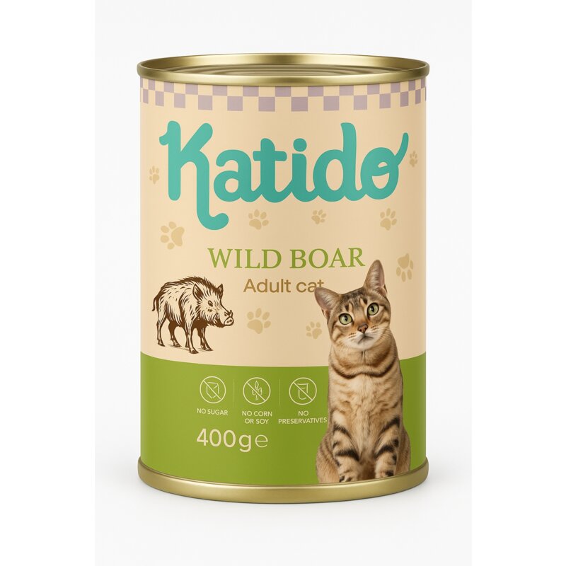 Katido Super Premium mokra karma dla kota Adult Dzik Puszka 400g