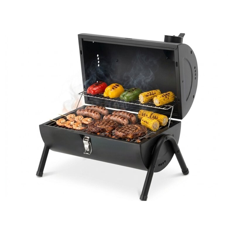 Grill ogrodowy węglowy LUND 99929 Zamykany, przenośny, 2 ruszty