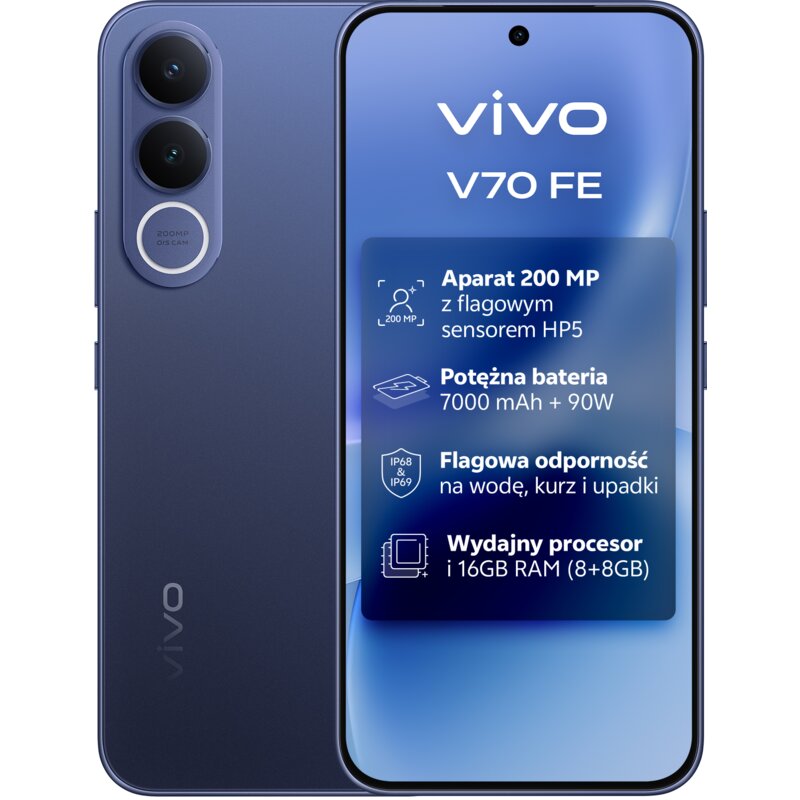 vivo V70 FE 5G 8/256GB 6,83" 120Hz 200Mpix Granatowy