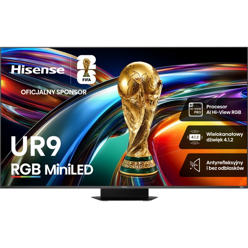 Hisense 65UR9S 65" MiniLED RGB 4K 170Hz Smart TV Funkcje AI Dolby Vision Dolby Atmos DTS X HDMI 2.1 DVB-T2