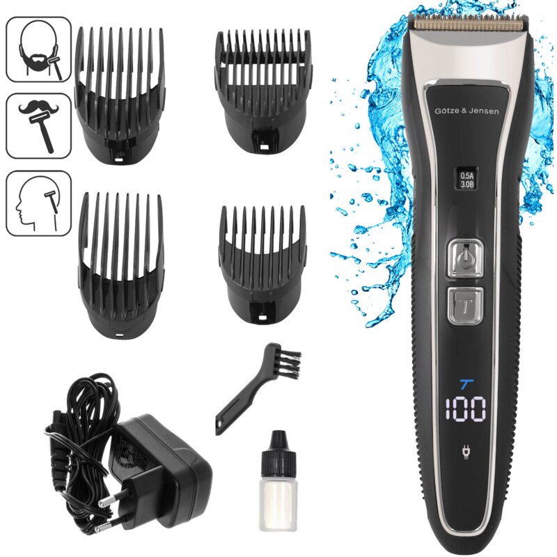 Strzyżarka GÖTZE & JENSEN CL700 bezprzewodowa 4 nakładki trymer do brody 0.5-30 mm