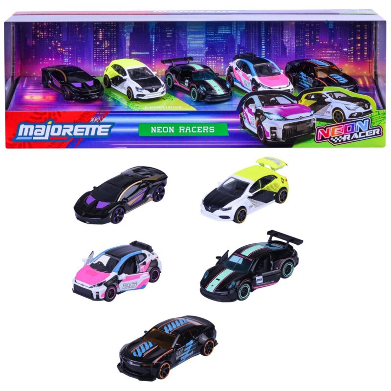 Zestaw pojazdów MAJORETTE Neon Racing 8504105004 (5 szt.)