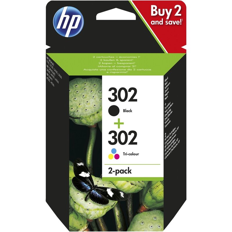 Zestaw tuszów HP 302 Instant Ink Czarny 3.5 ml, Kolorowy 4 ml X4D37AE