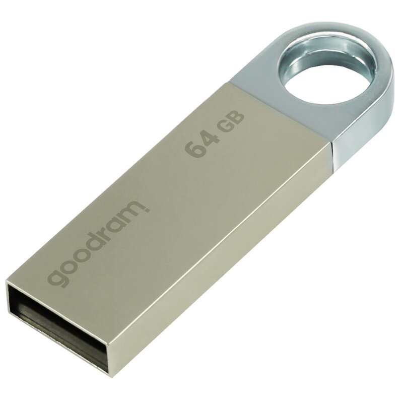 Pendrive GOODRAM UUN2 64GB, USB 2.0, Odczyt 20 Mb/s, Zapis 5 Mb/s Srebrny