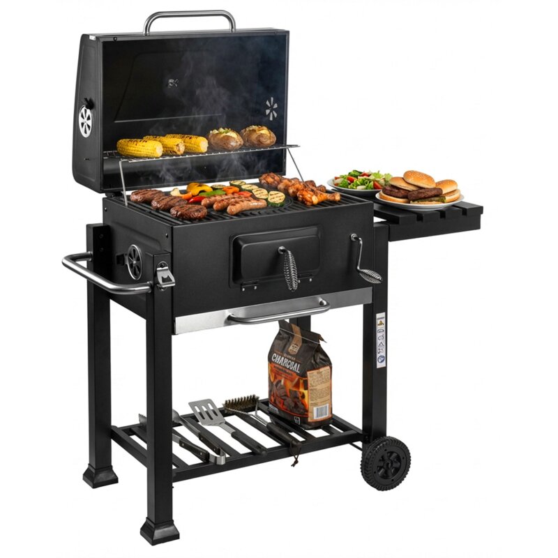 Grill ogrodowy węglowy GOCKOWIAK Vulcan Zamykany, na kółkach, termometr, popielnik