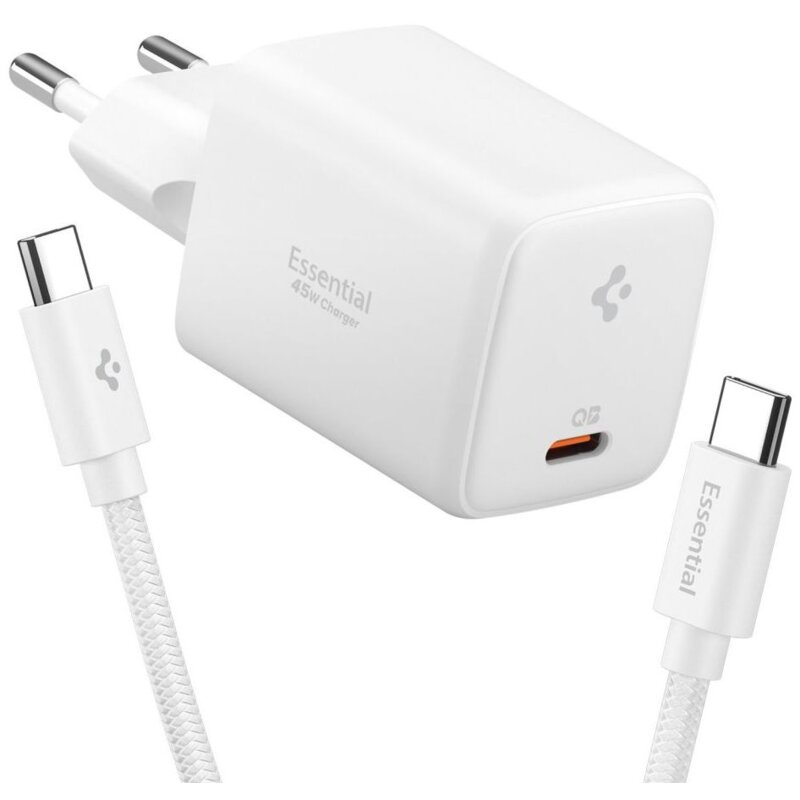 Ładowarka sieciowa SPIGEN Essential EE451EU 45W Biały ładowarka do telefonu USB-C + kabel