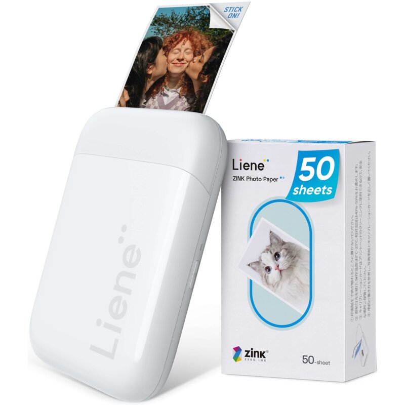 Drukarka LIENE Pearl K100 Biały + Papier fotograficzny (50 szt.)