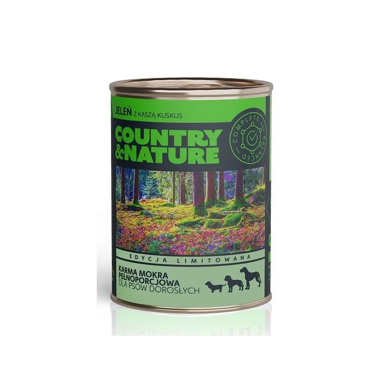 Country&Nature Jeleń 91% z jabłkiem i kaszą kuskus monoproteinowa mokra karma dla psa 800g
