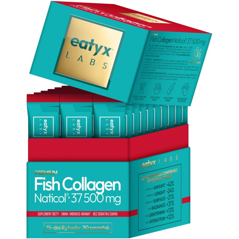 Kolagen EATYX Premium Fish Collagen Naticol Hibiskus-Granat (30 x 2.5 g)