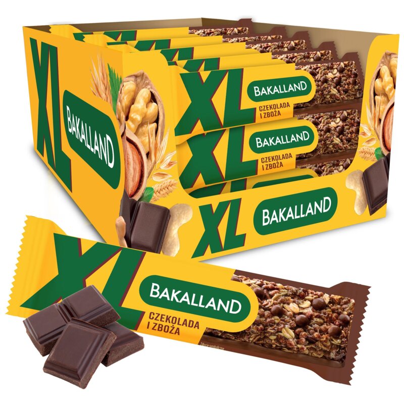 Baton zbożowy BAKALLAND XL Czekoladowy (25 x 55 g)