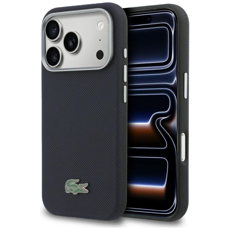 Etui LACOSTE Semi Wrap Petit Pique MagSafe do Apple iPhone 17 Pro Granatowy