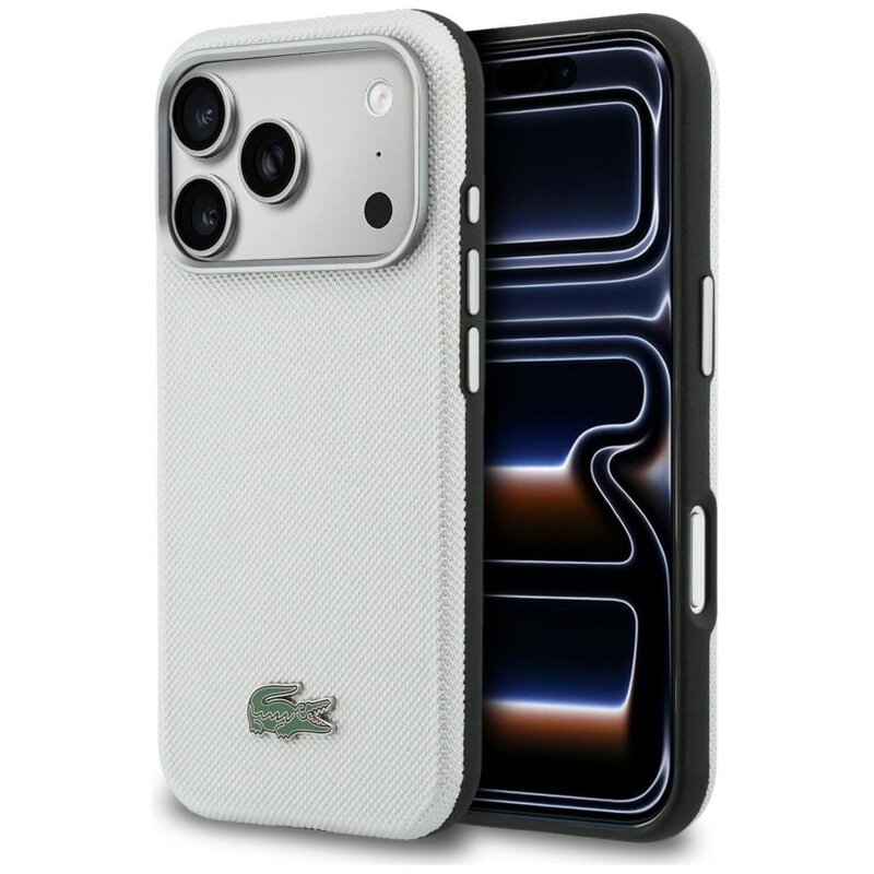 Etui LACOSTE Semi Wrap Petit Pique MagSafe do Apple iPhone 17 Pro Jasnoszary