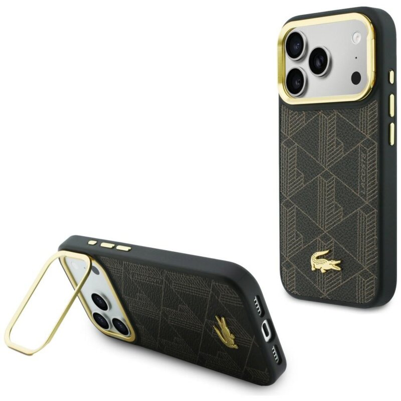 Etui LACOSTE PVC Blend Stand do Apple iPhone 17 Pro Brązowy