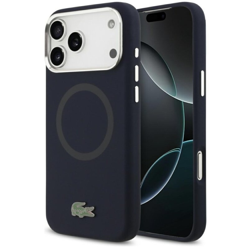 Lacoste Silicone Metal Logo MagSafe do iPhone 17 Pro Max Granatowy