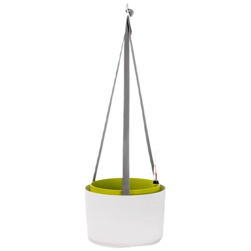 Doniczka wisząca samonawadniająca URBALIVE Berberis 26 (26 x 17.8 cm) 6L Biało-zielony