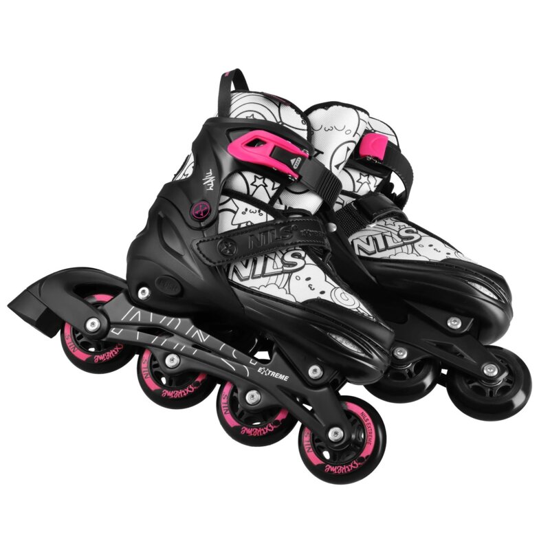 Łyżworolki NILS EXTREME NH10907 4w1 (rozmiar 31-34) Czarno-różowy