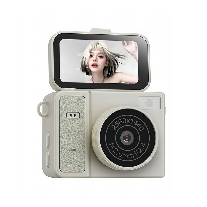 Mini aparat XREC X7 Beżowy, 2Mpix, brelok, wisiorek, ruchomy ekran LCD