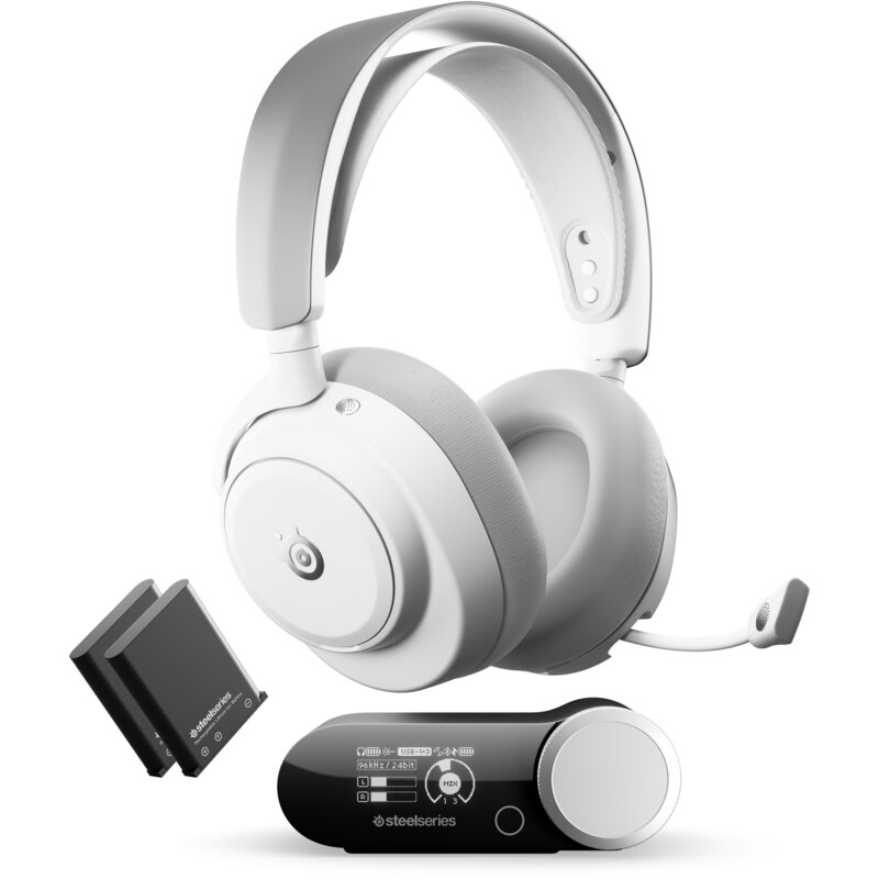 Słuchawki STEELSERIES Arctis Nova Pro Omni Bezprzewodowe, Nauszne, Dźwięk przestrzenny Biało-szary