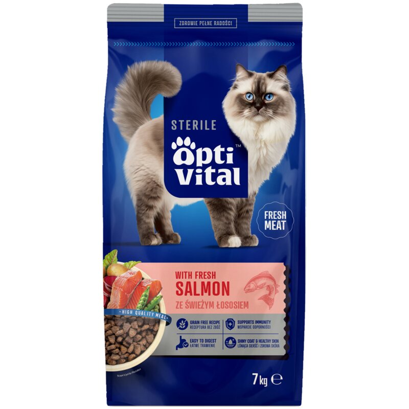 Karma dla kotów OPTIVITAL Łosoś 7 kg