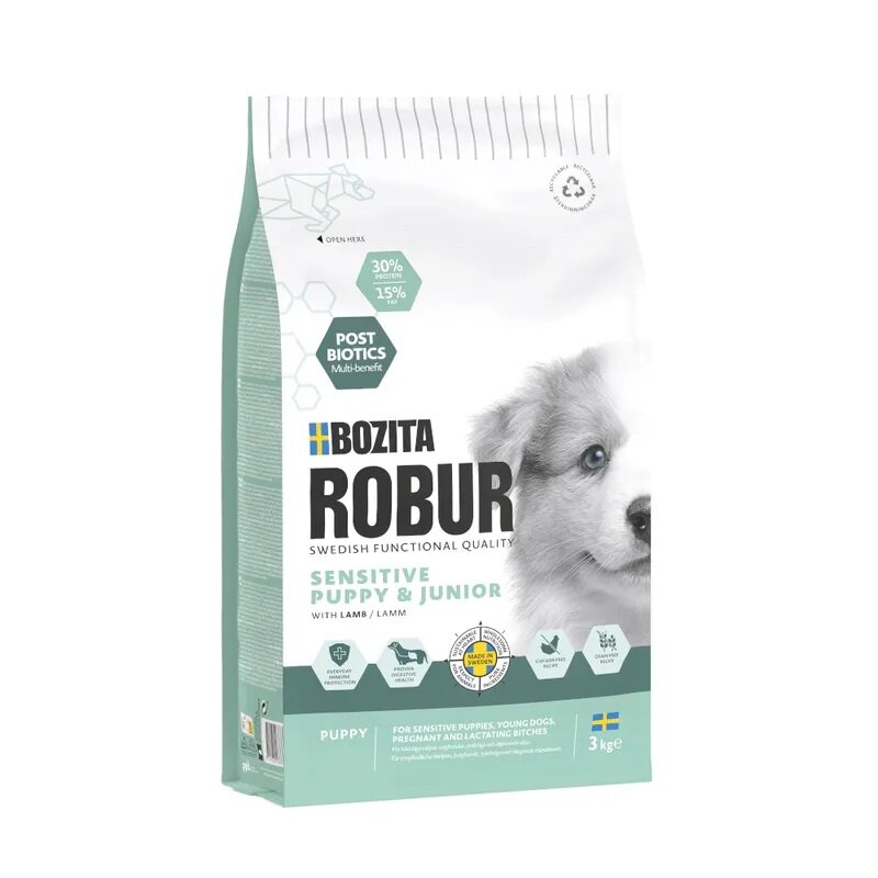 Karma dla psa BOZITA Robur Sensitive & Puppy Jagnięcina 3 kg