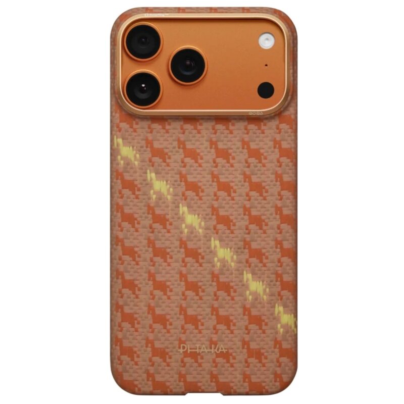 Etui PITAKA Happiness Rides Edge MagSafe do Apple iPhone 17 Pro Bursztynowy