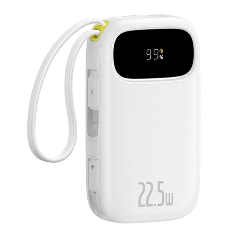 Baseus EnerFill FC31 QPow3 10000mAh 22,5W z dwoma wbudowanymi kablami Biały