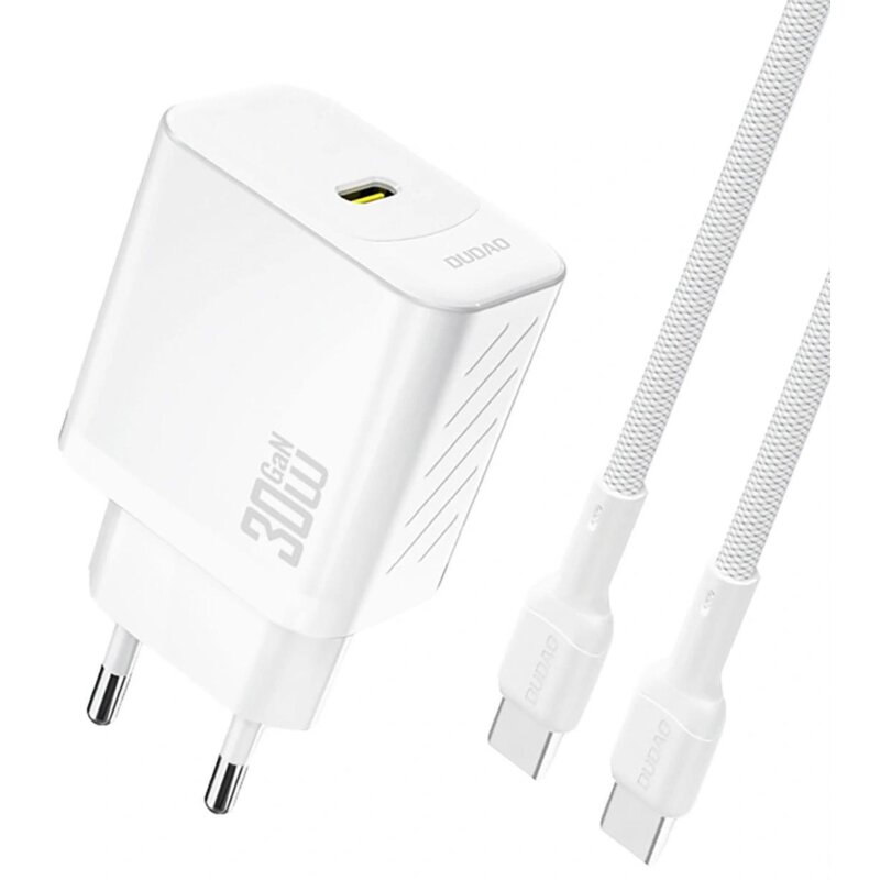Ładowarka sieciowa DUDAO A27PCEU 30W GaN Biały ładowarka do telefonu USB-C z kablem USB-C