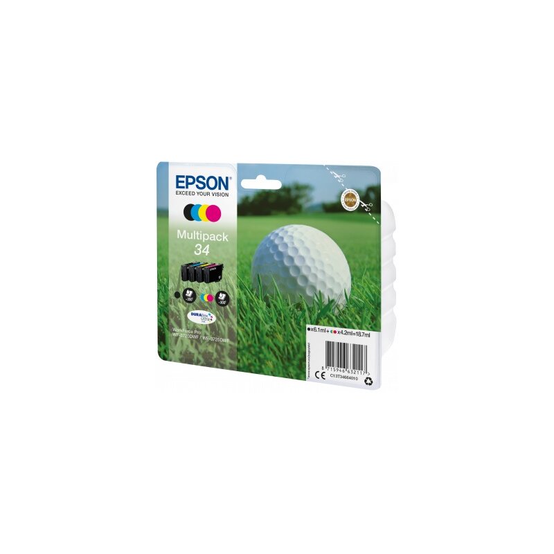 Zestaw tuszów EPSON T3466 Czarny 6.1 ml, Błękitny 4.2 ml, Purpurowy 4.2 ml, Żółty 4.2 ml C13T34664010
