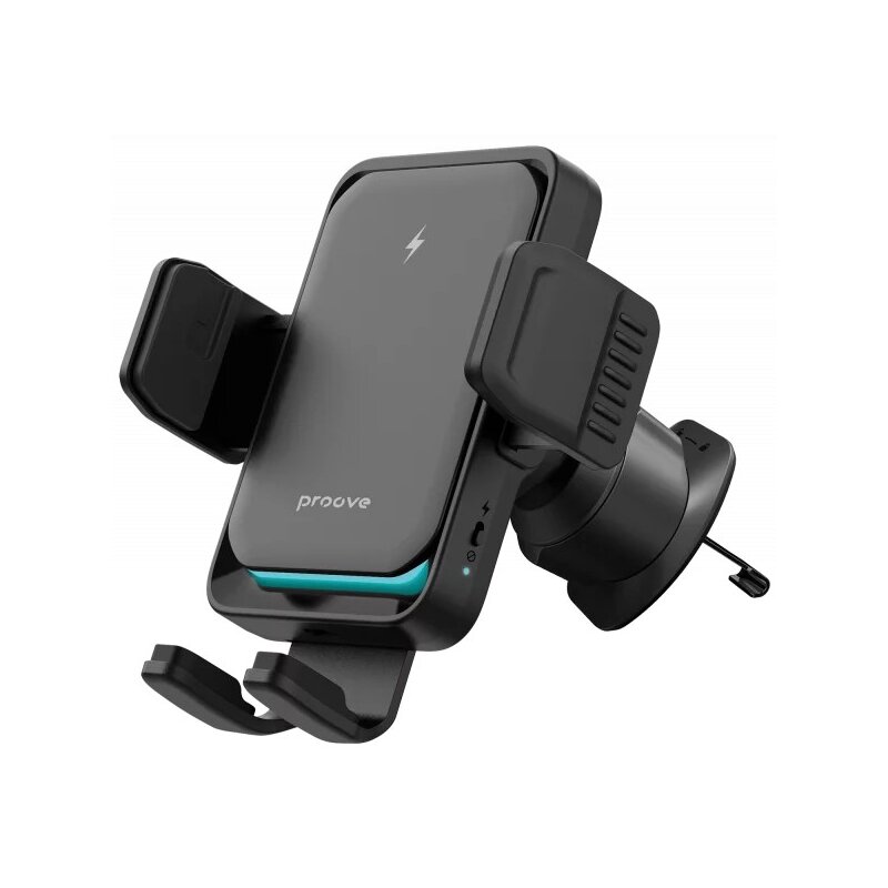 Uchwyt na telefon i smartfon PROOVE Sonic Pro QI 15W Czarny uchwyt samochodowy na kratkę nawiewu
