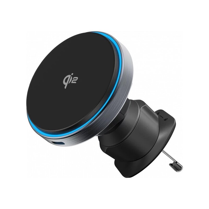 Uchwyt na telefon i smartfon PROOVE Titanium Circle Qi2 15W Szary uchwyt samochodowy na kratkę nawiewu