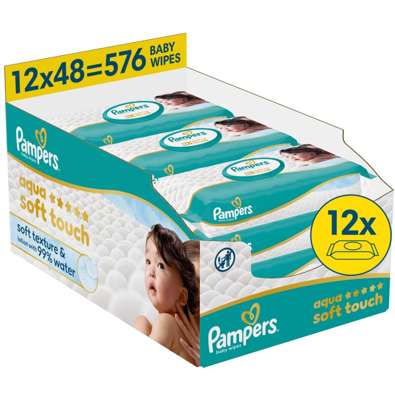Chusteczki nawilżane PAMPERS Aqua Soft Touch (576 szt.)
