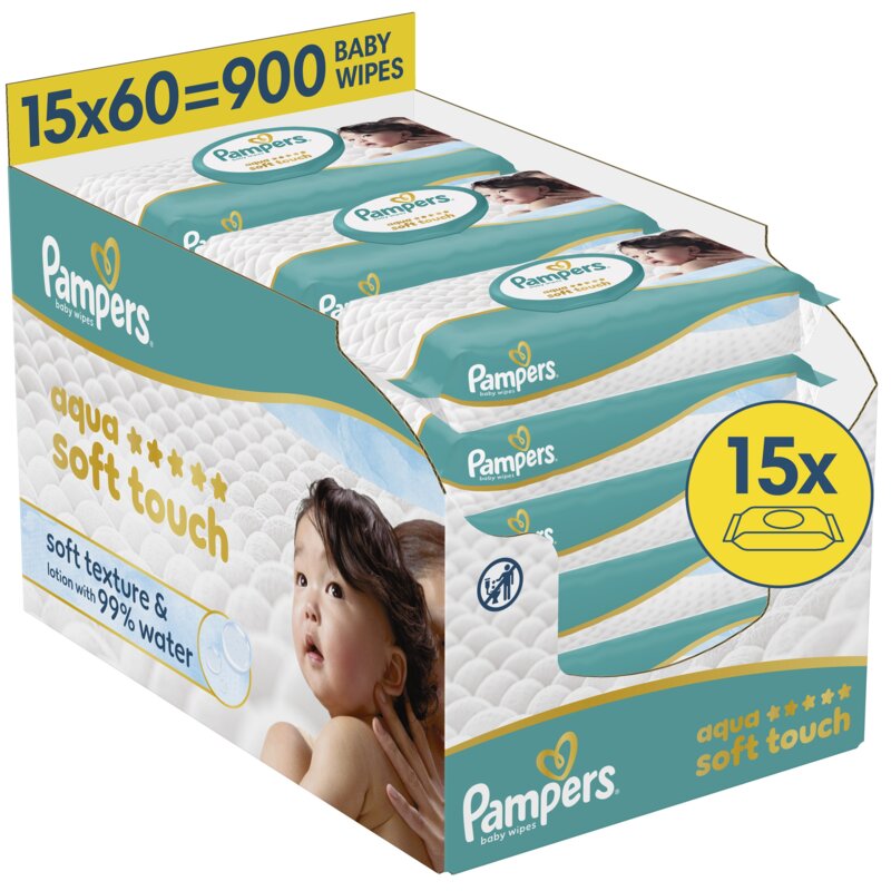 Chusteczki nawilżane PAMPERS Aqua Soft Touch (900 szt.)