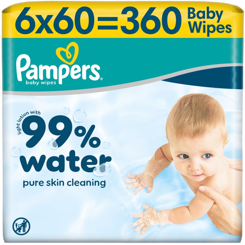 Chusteczki nawilżane PAMPERS Aqua (360 szt.)