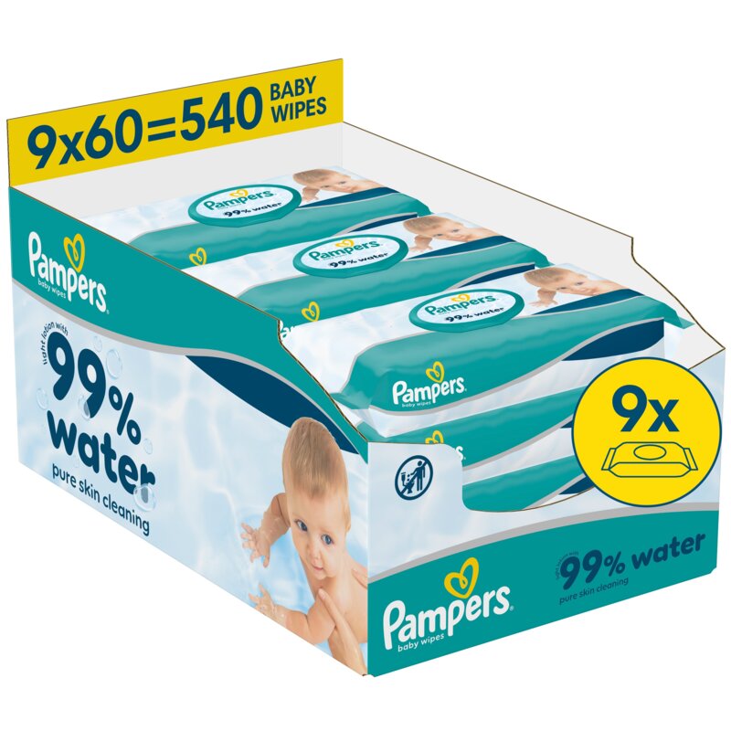Chusteczki nawilżane PAMPERS Aqua (540 szt.)