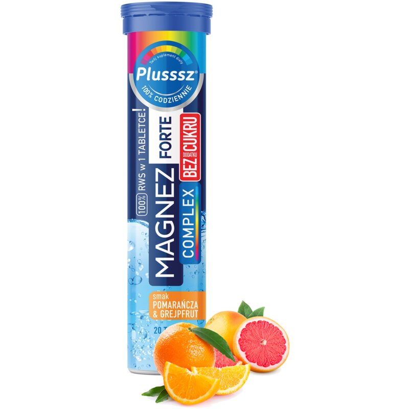 Magnez PLUSSSZ Forte Complex Pomarańcza-grejpfrut (20 tabletek)